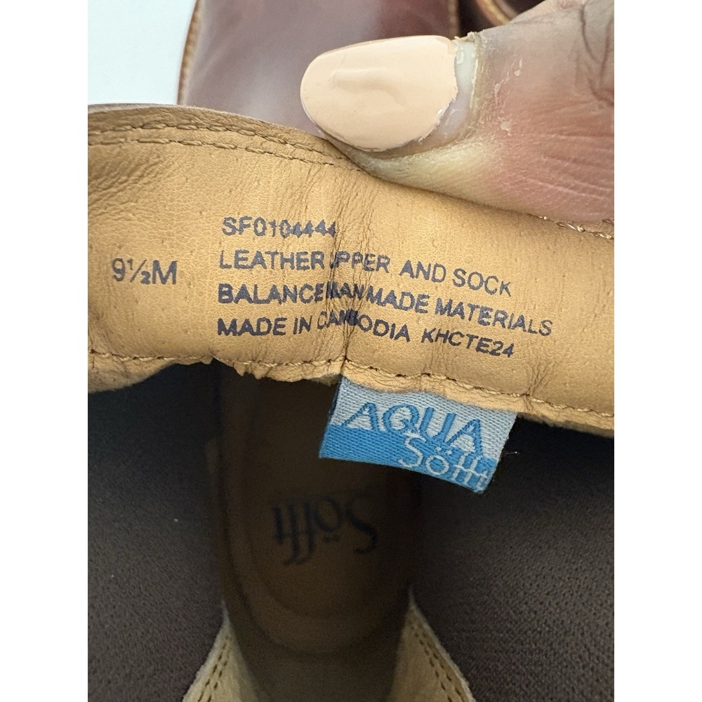 Sofft Brown Leather Pamela Chelsea Ankle Boot Slip On Block Round Toe 9.5M - Picture 8 of 8